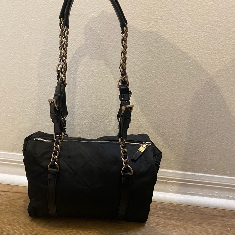 Prada Quilted Nylon Shoulder bag with Chain/Leather Strap